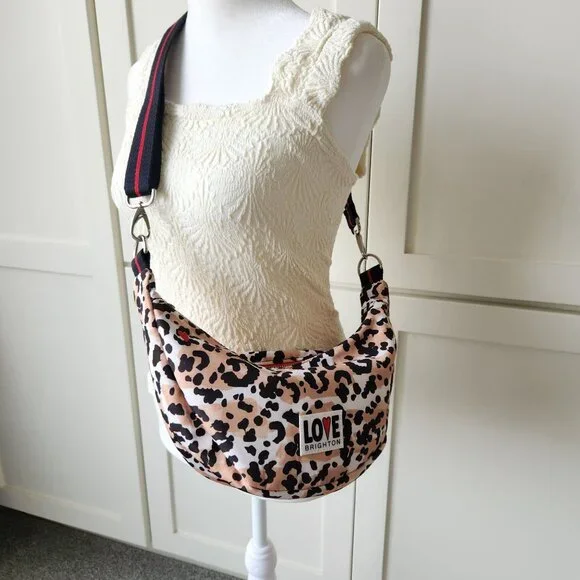 Brighton Spotted Love Leopard Print Swing Bag Feminine Cute Glam Hearts Playful - Picture 1 of 10